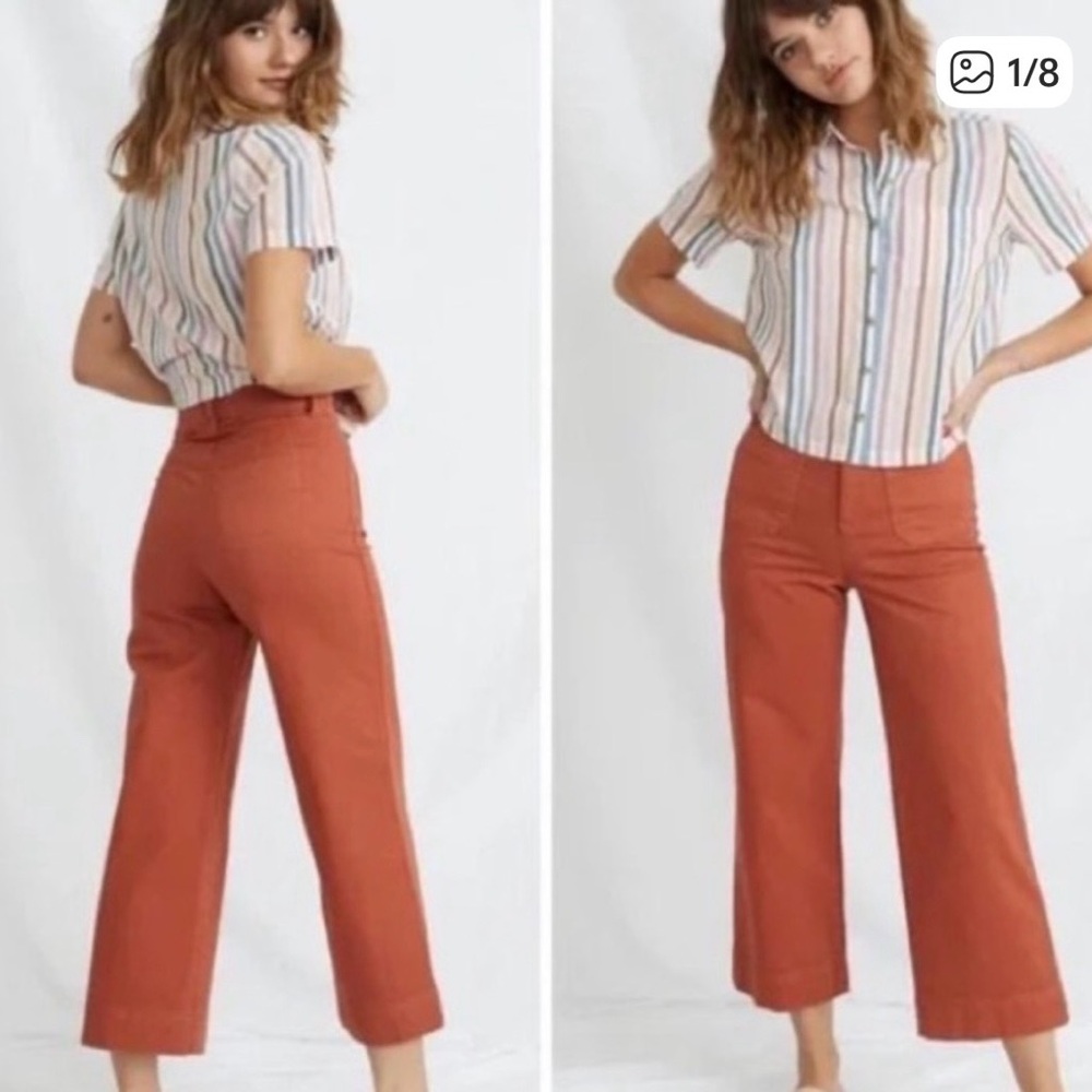 Marine Layer Bridget Pant in Baked Clay wide flare leg vintage jeans size 4
